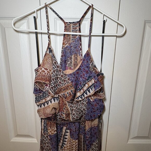 City Triangles Maxi Halter Dress Size‎ Small Patchwork Tribal Boho Lined - Picture 3 of 10